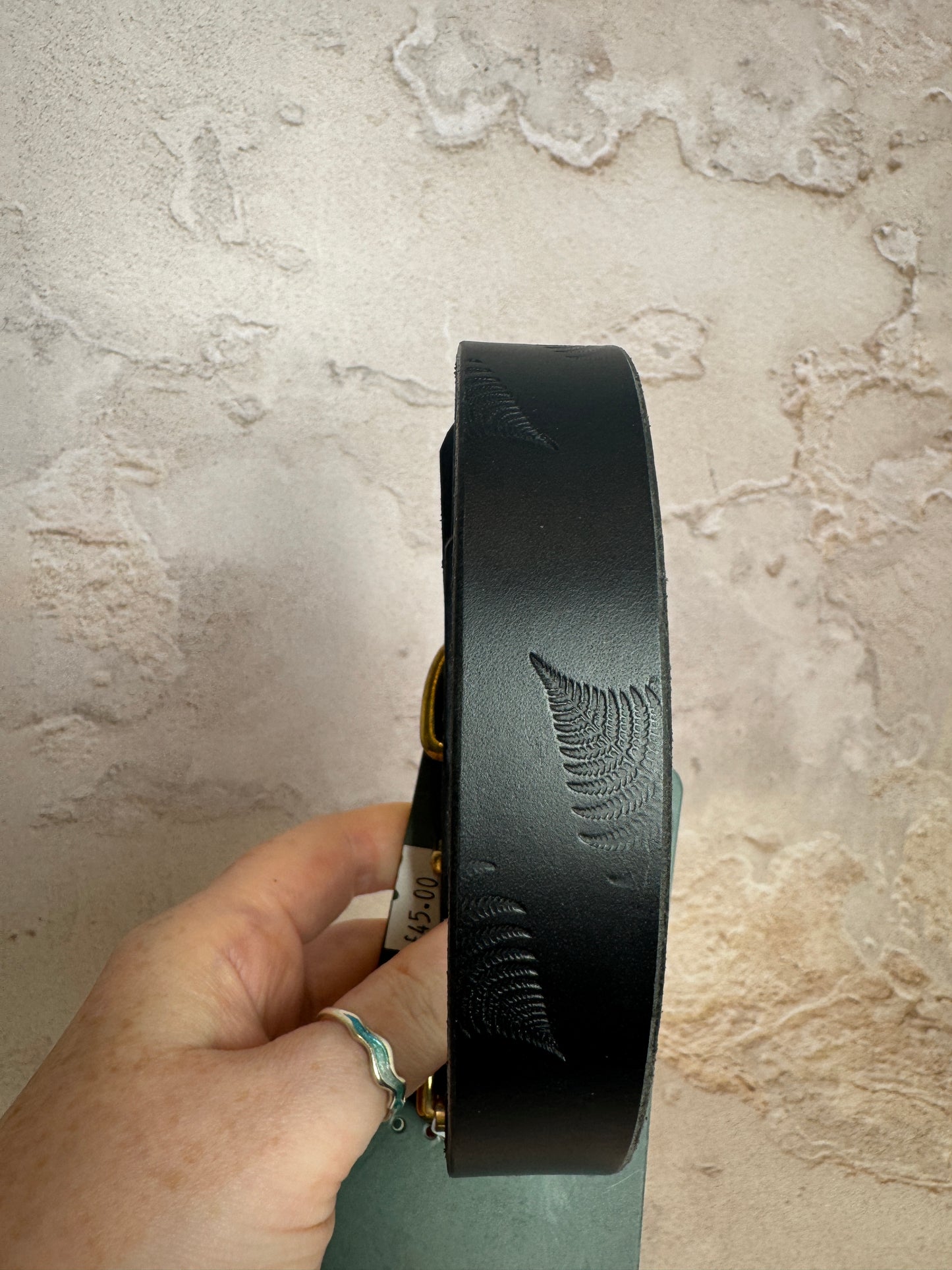 Black Leather. Ferns . 1 inch