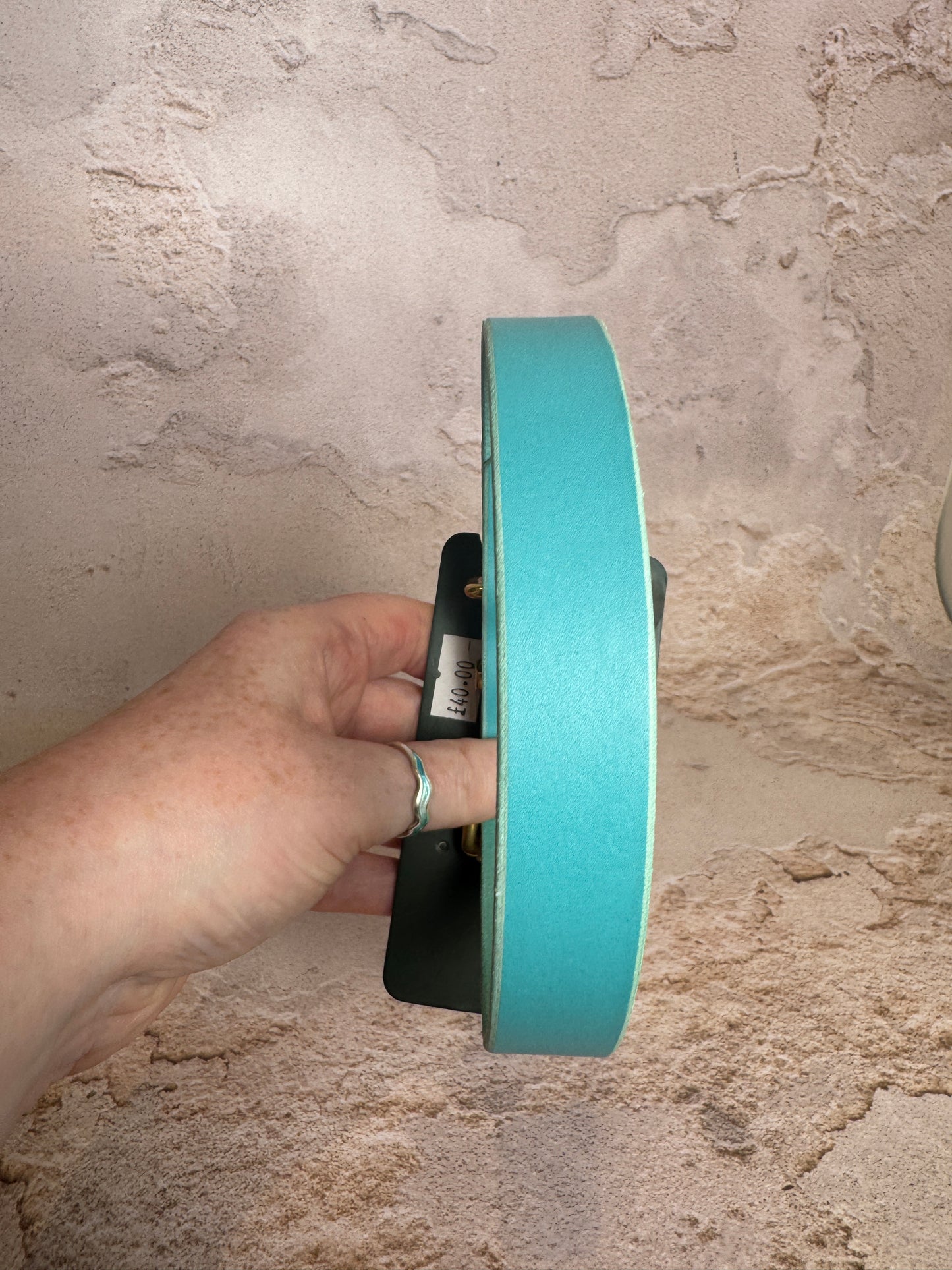 Blue Leather. plain. 19mm 14-17